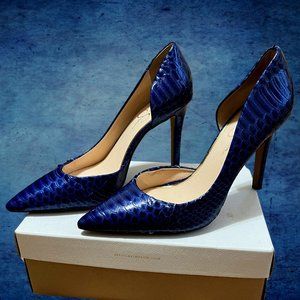 JS-CLAUDETTE Blue Snake Print Heels